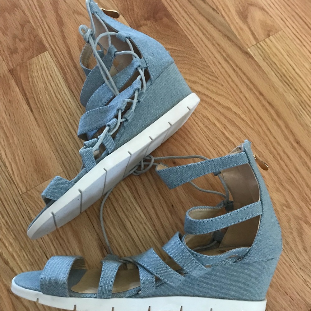 Denim strappy sandals